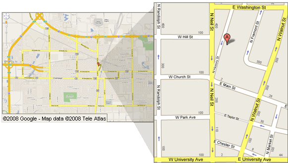 map of the museum, located in Downtown Champaign